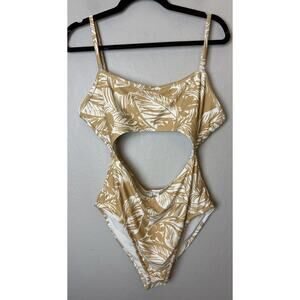 Madewell Second Wave Cutout One Piece Swimsuit in Palm Leaves Size Large